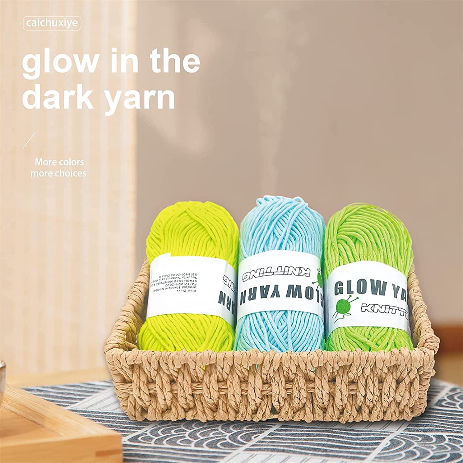 5 Pcs Glow in The Dark Yarn, Sewing Supplies,(55yd )for Crocheting for DIY Arts, Crafts & Sewing Beginners Glow in The Dark Party (Orange)