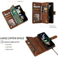 thumbnail image 6 of Wallet Case for Samsung Galaxy Z Fold 5 5G, Premium PU Leather Zipper Flip Folio Wallet Magnetic Snap with Detachable Wrist Strap & Shoulder Strap Built-in Kickstand Protective Case - Brown, 6 of 6