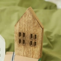 Homoyoyo Wood Slice Mini House Light Brown 7.1x3.9x1.0 Inch Decorative for Home Decor Christmas Tabletop Display