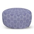 thumbnail image 1 of Indigo Pouf Cover with Zipper, Mandala Pattern Little Blooms with Hearts Russian Style Pattern Print, Soft Decorative Fabric Unstuffed Case, 30" W X 17.3" L, Indigo and White, by Ambesonne, 1 of 5