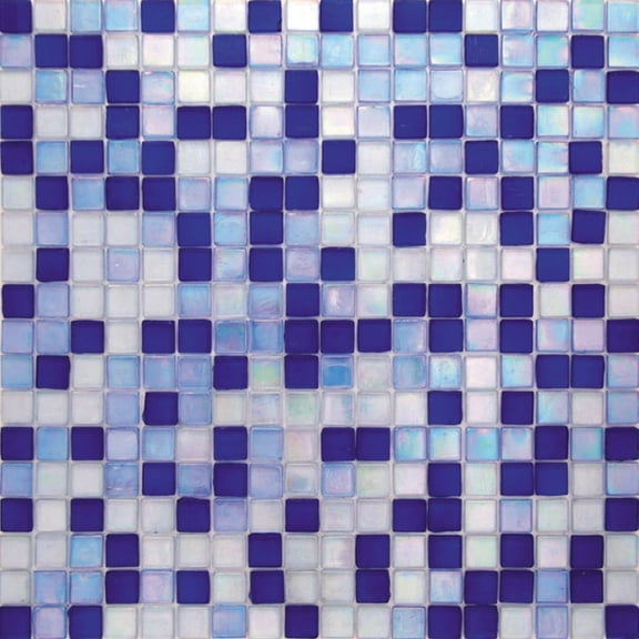 Mingles 11.6 in. x 11.6 in. Glossy Royal Blue and White Glass Mosaic Wall and Floor Tile (18.69 sq. ft./case) (20-pack)