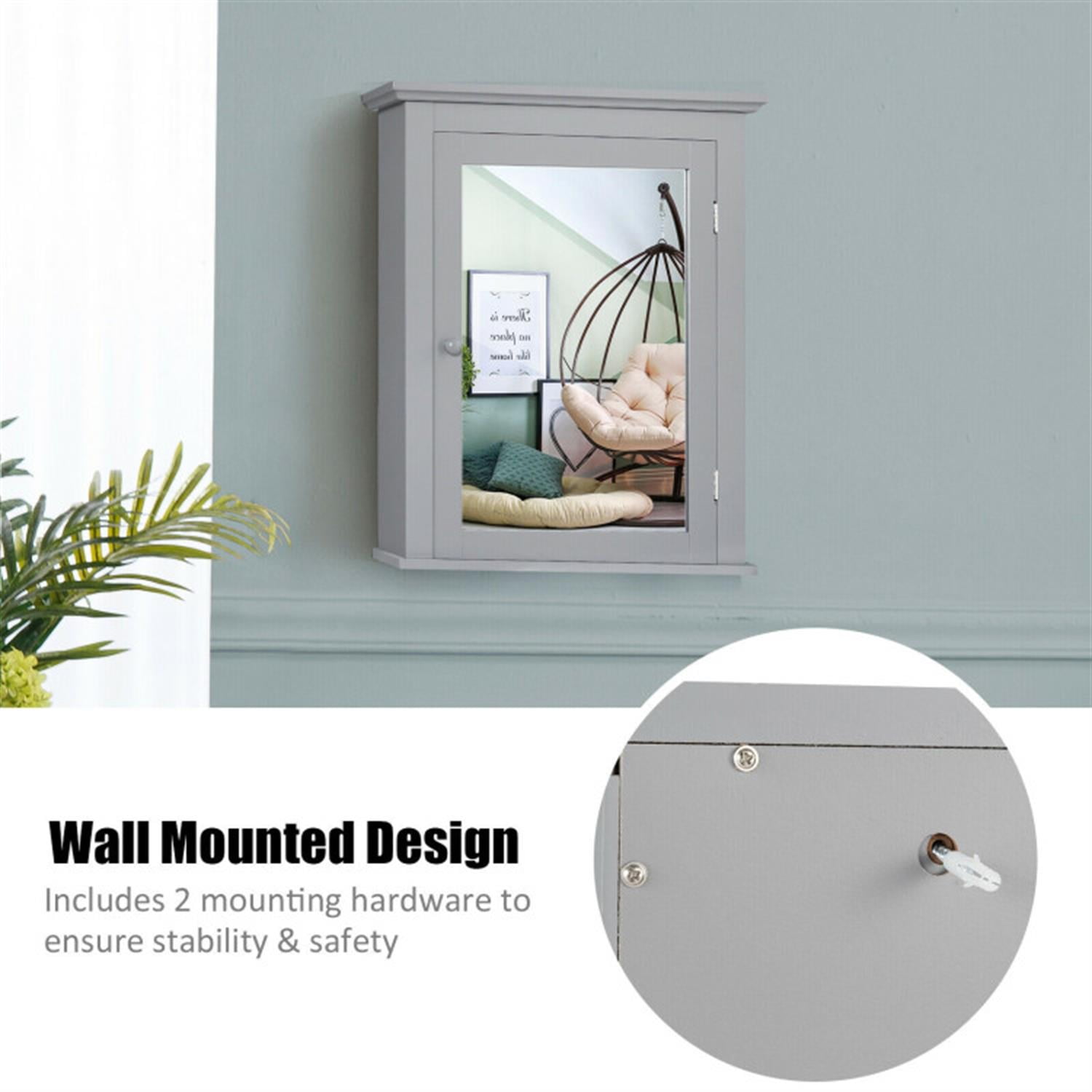 Demi Bonn Bathroom Wall Cabinet, Wall Mounted Bathroom Mirror Cabinet, Bathroom Wall Mounted Storage Mirror Medicine Storage with Adjustable Shelf, Gray