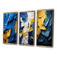 thumbnail image 4 of Designart "Ukrainian Dreamscapes Abstract in Blue and Yellow I" Abstract Painting Framed Wall Art Set Of 3 - Gold Modern Frame Canvas Set For Living Room Decor, 4 of 7