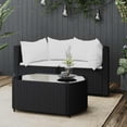 thumbnail image 1 of vidaXL 3 Piece Garden Lounge Set with Cushions Black Poly Rattan, 1 of 5