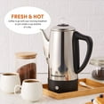 thumbnail image 3 of EC812 Electric 12-Cup Coffee Percolator with Keep Warm, Clear Brew Progress Knob Cool-Touch Handle Cord-less Serve, Stainless Steel, 3 of 7