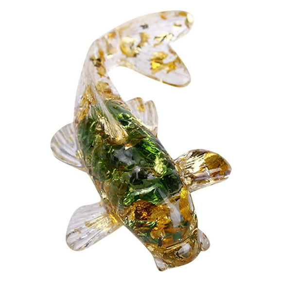 Resin Fish Shape Ornament - Natural Crystal Gravel, Decorative For Office/Car/Party/Cake, Small Gift Idea