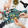 thumbnail image 4 of Rustic Cutting Board, Digital Graphic with Denim Forms and Colored Minimalist and Lines Print, Decorative Tempered Glass Cutting and Serving Board, Wine Bottle Shape, Multicolor, by Ambesonne, 4 of 5