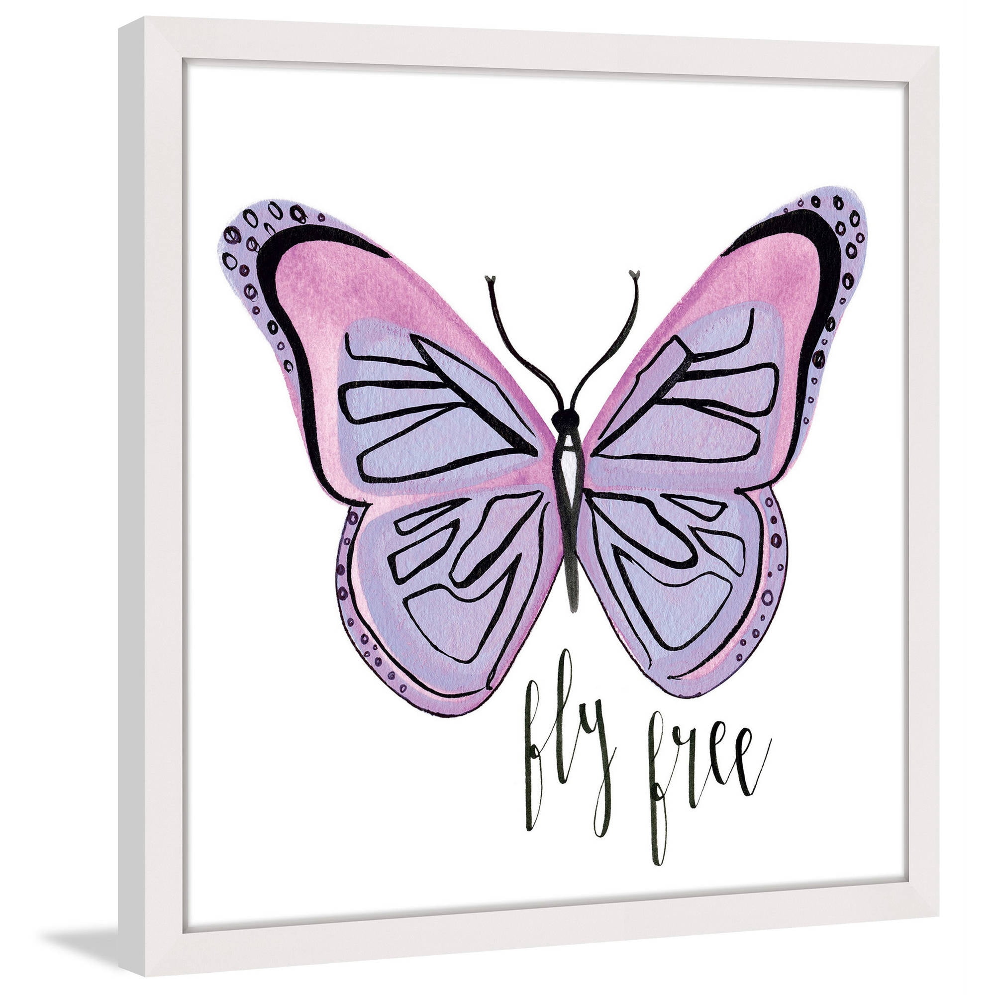 Marmont Hill "Lavender Butterfly Text" by Molly Rosner Framed Painting Art Print
