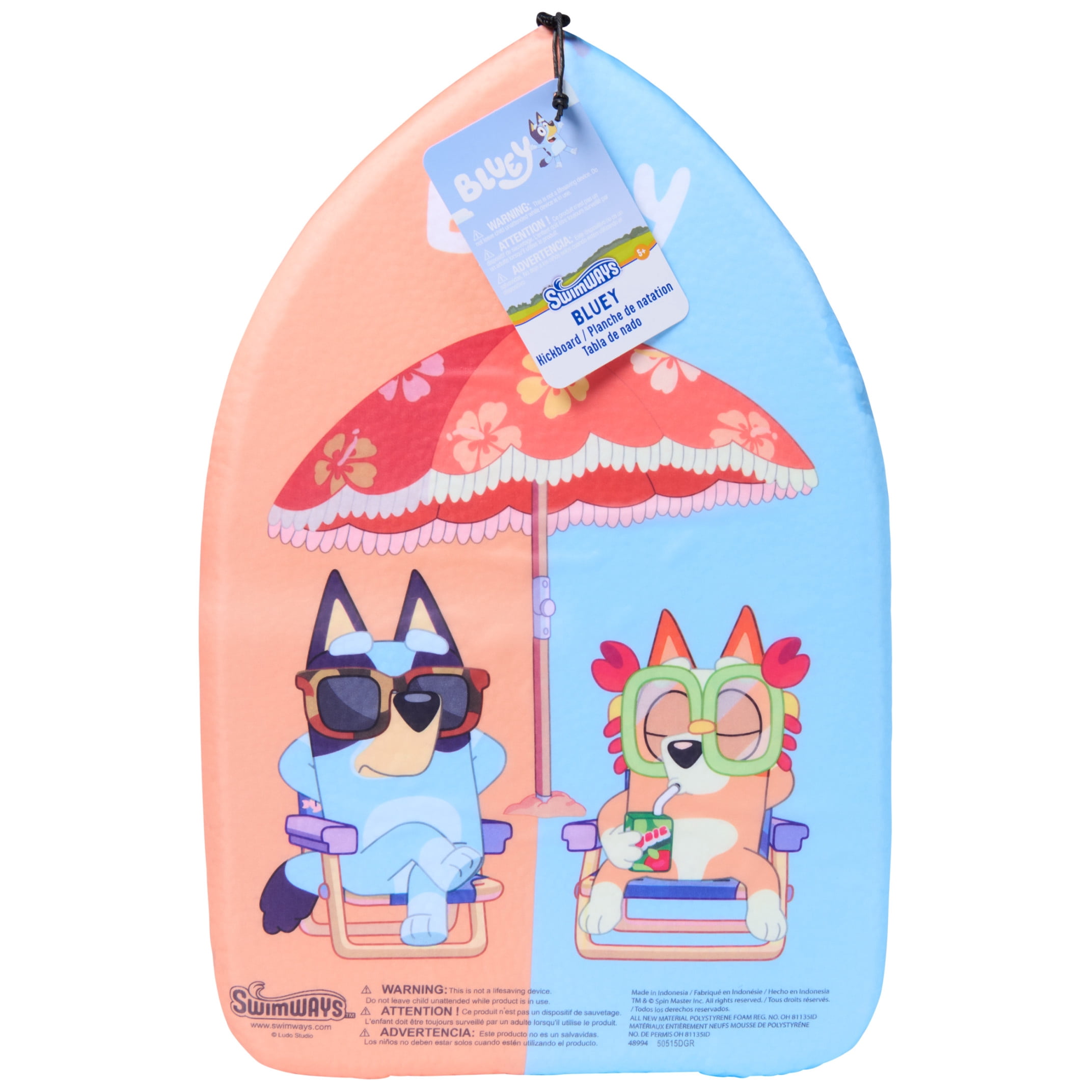 SwimWays Bluey Kickboard, Swim Aid for Kids Ages 5 & up, Blue