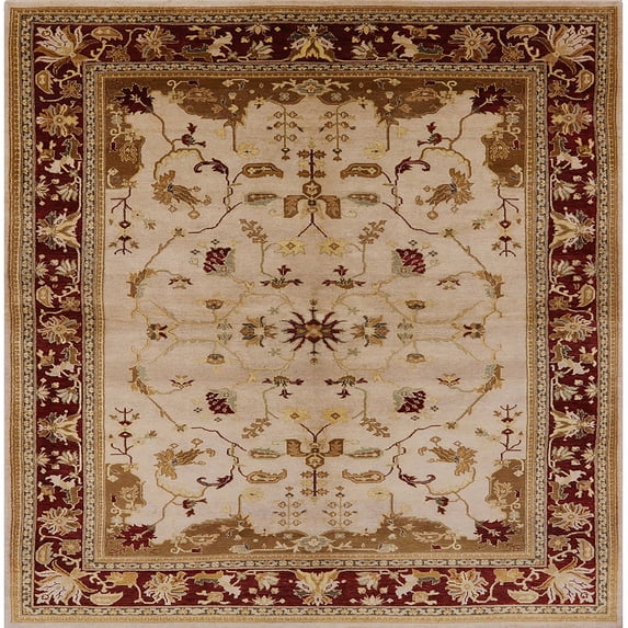 Ahgly Company Indoor Square Mid-Century Modern SaddleBrown Oriental Area Rugs, 5' Square