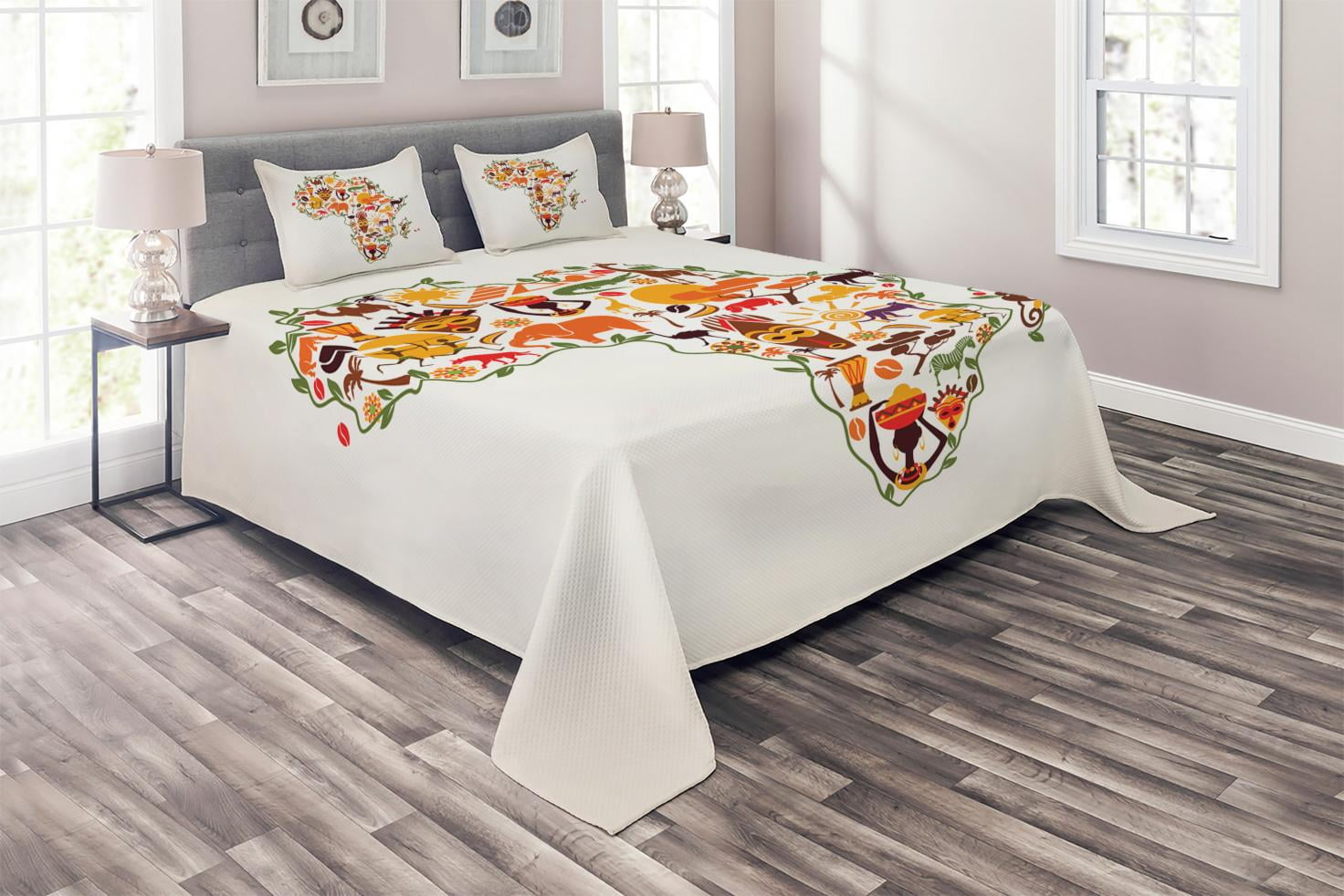 African Coverlet Set King Size, Africa Travel Map Plan Traditional