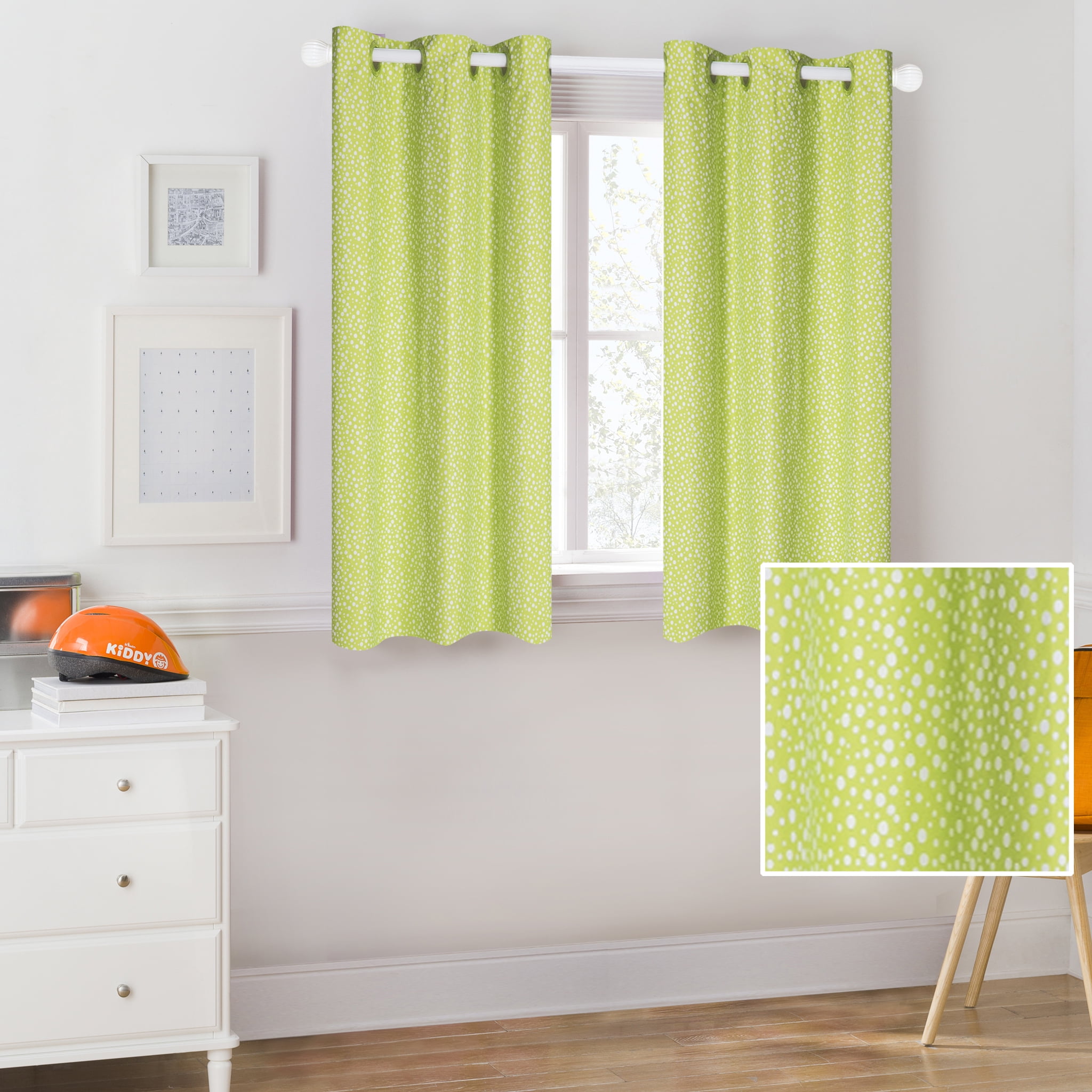 Mainstays Kids Green Polka Dot Room Darkening Coordinating Window ...