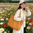 thumbnail image 5 of Hfnxid Women Sophisticated Solid-Color Shoulder Tote with Elegant Lines, Minimalist Vintage Top-Handle Bag for Everyday Style, Spacious Versatile Handbag for Commuting, 5 of 5