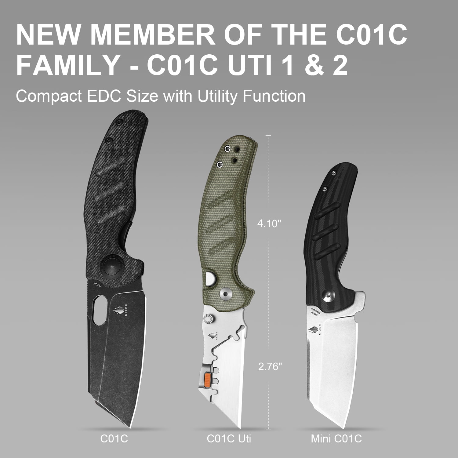 Kizer Sheepdog C01C Uti 2 Utility EDC Folding Knife Green Micarta Handle V3488.29JNA1