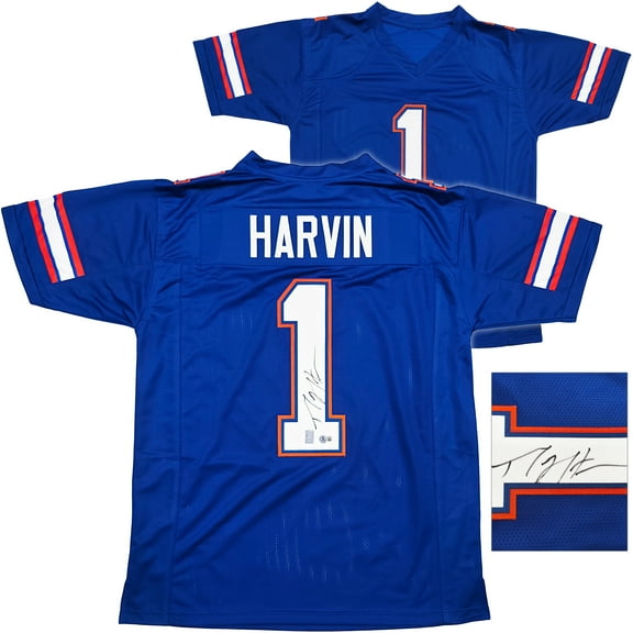 Florida Gators Percy Harvin Autographed Blue Jersey Beckett BAS QR 246192