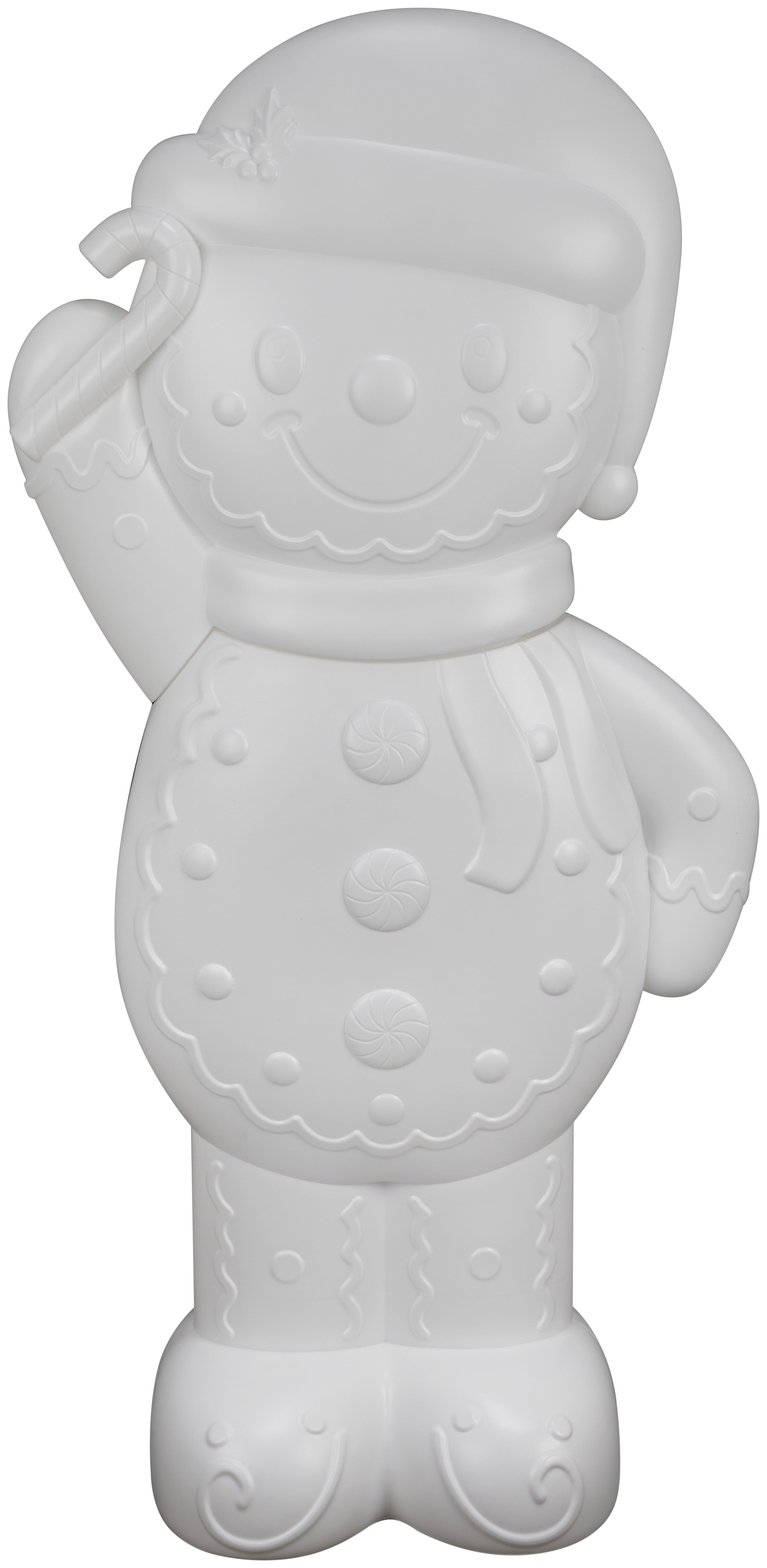 Paint Your Own Lighted Blow Mold Gingerbread Man Outdoor Christmas Decoration, White, 55.1", by Holiday Time