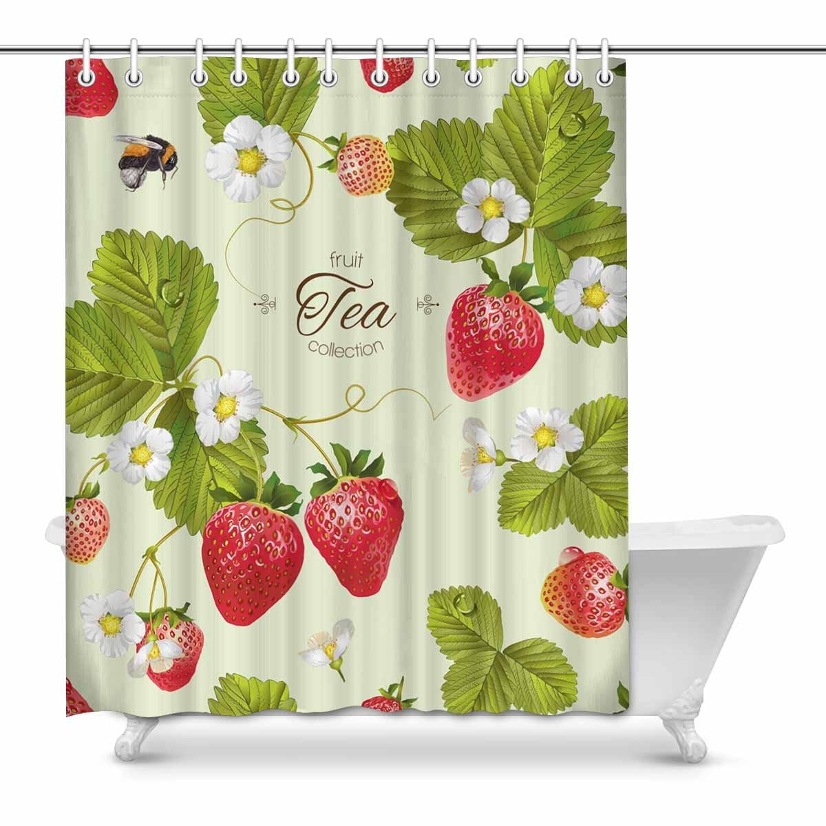 MKHERT Vintage Strawberry with Bees Funny Fruit Decor Waterproof