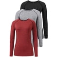 thumbnail image 1 of 3-4 Pack T-Shirt à Manches Longues Dry Fit pour Femmes Évacuant l'Humidité Tee à Manches Longues Compression Extérieure Course Tops d'Entraînement, 1 of 6