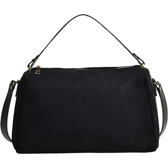 JUYGO Slouchy Suede Tote Bags for Women Soft Faux Leather Satchels Large Shoulder Crossbody Purse Trendy Working Handbag