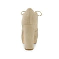 thumbnail image 4 of BLISSFUL STEP Women's Platform Block Heel Lace Up Booties Khaki 8, 4 of 8