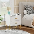 thumbnail image 6 of Vabches Modern Wood 2 Drawers Nightstand Bedside Table with Charging Station for Bedroom, White,21.6" H, 6 of 10