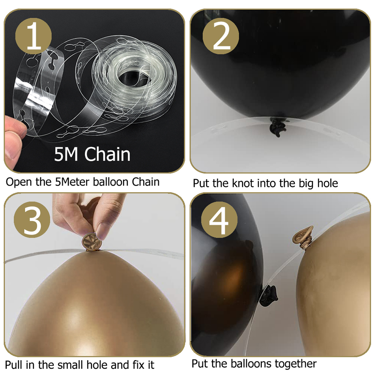 Beyondtrade Black & Gold Balloon Arch Kit, 121-Piece photo 6