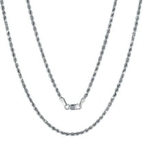 Nuragold 10k Real White Gold 2mm Rope Chain Diamond Cut Necklace (16"-30") Italian Jewelry for Men & Women