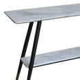 thumbnail image 2 of Modern MDF and Metal 2-tier Console Table - White Faux Marble and Black, 2 of 7