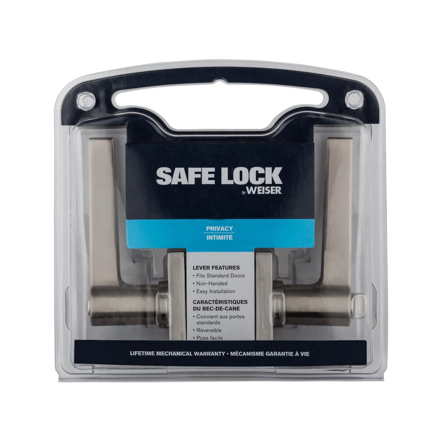 Weiser Safelock Daylon Interior Privacy Door Lever in Satin Nickel, Modern style and durability