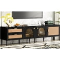 thumbnail image 3 of Beautiful interwoven rattan drawers | TV Stand with 3 Cabinets, Suitable for 65-inch TVs in Living Room, 3 of 6