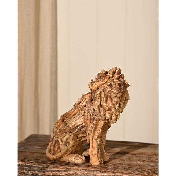 Naturecraft Resin Driftwood Collection Sitting Lion Figurine