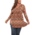 thumbnail image 3 of PINKSIR Plus Size Henley Shirts for Women V Neck Button Long Sleeve Flowy Tunic Tops Curved Hem Fall Ink Yellow Ripple 4X, 3 of 8