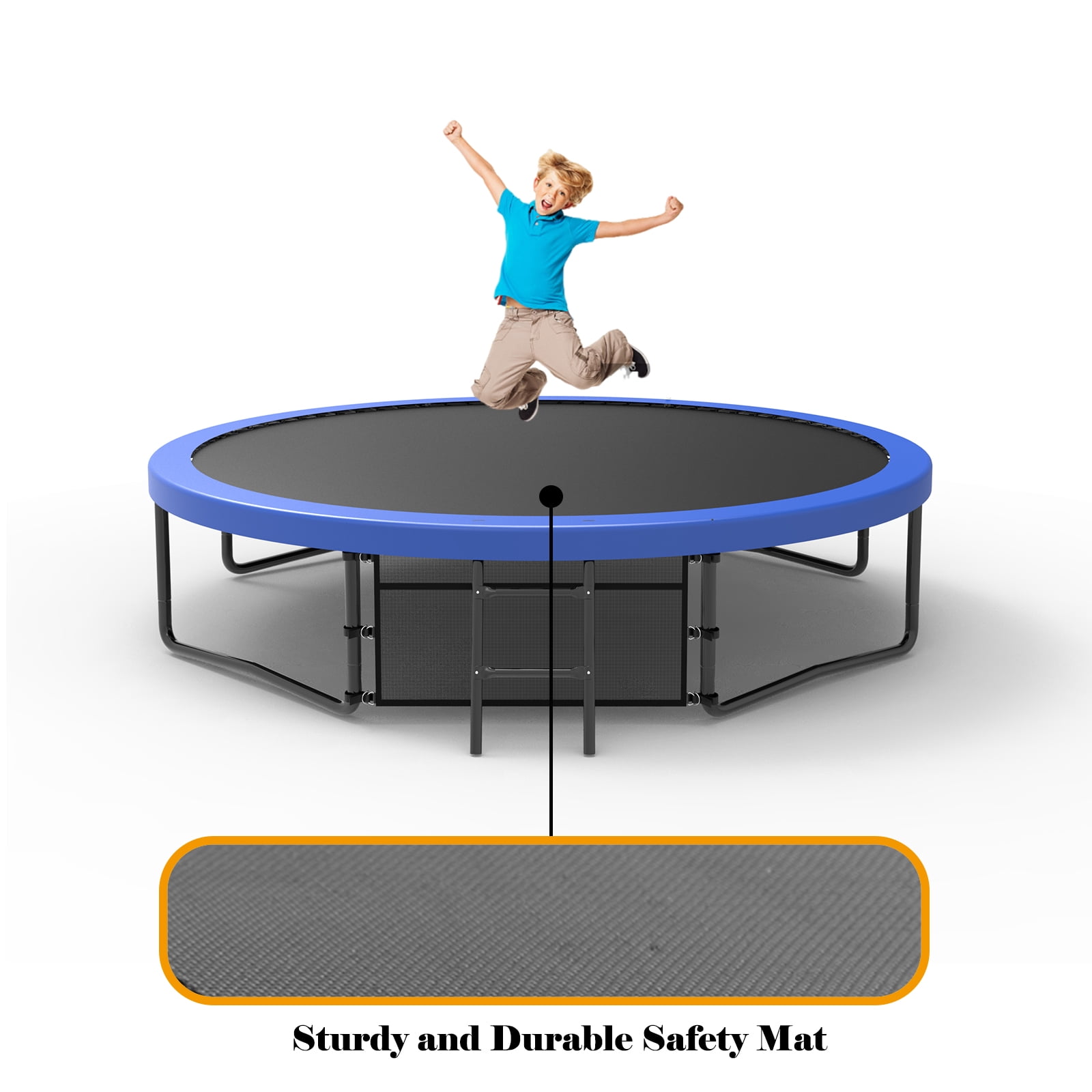 EUROCO Outdoor Trampoline with Basketball Hoop & Two-Step Stairs, 10FT 12FT 14FT 15FT 16FT Trampoline for Adults and Kids