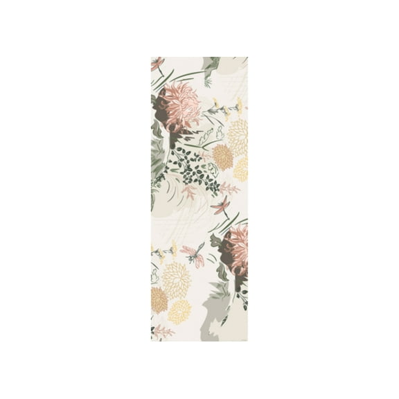 Dundee Deco's Modern Pink Beige Yellow Floral Wall Mural, 35 in X 106 in (27 sq ft.)