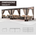thumbnail image 2 of Gotland 10FTx24FT Outdoor Wall-Mounted Hardtop Pergola, Metal Frame Gazebo with Sloping Sun Panel Roof and Double Curtains for Patio, Garden, Lawn, Khaki, 2 of 8