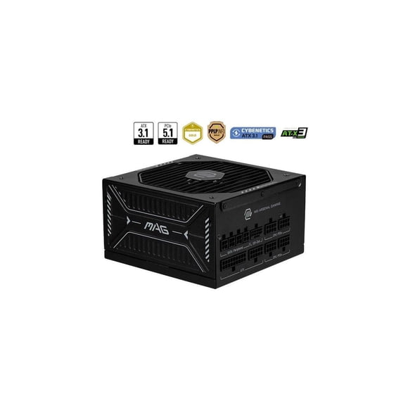 MSI MAG A850GLS PCIE5 , Alimentation de Jeu Compacte Entièrement Modulaire 850 W, 80+ Or, Prêt pour ATX 3.1 et PCIe 5.1, Câble Bicolore Natif 12 V-2x6, Faible Bruit, Câbles à Gaine Embossée, Garantie de 10 Ans