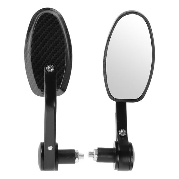 Unique Bargains 1 Set M8 Universal Motorcycle Rear View Mirror Bar End Side Mirrors Mount Adjustable Aluminum Black Oval Shape