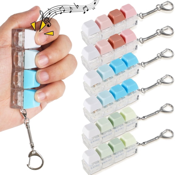 3/6 Pack Keyboard Fidget Toy Fidget Keyboard Keychain Keyboard Clicker Fidget Toy Keychain Decompression Plaything for Adult