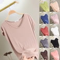 thumbnail image 2 of Bosfbaoi Pajama Tops For Women Solid Color Batwing Sleeve T-Shirt V-Neck Breathable Sleepwear Top, 2 of 8