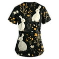 thumbnail image 2 of Uniform Scrubs For Women，Scrub Tops Womens Cute Easter Printed Nurse Uniforms 2026 Short Sleeve Scrub V Neck Shirt with Pockets，Black，XXL, 2 of 3