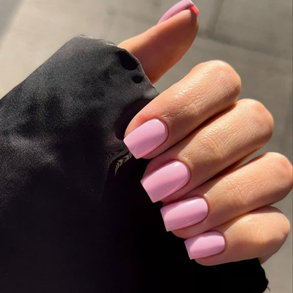 Baby Pink Press on Nails Short Square,Short Fake Nails Glue on, Short Square Nails Press ons,False Nails Press on,Stick on Nails for Women and Girls Glue on Nails Short 24PCS Pink 1 Ounce (Pack of 24