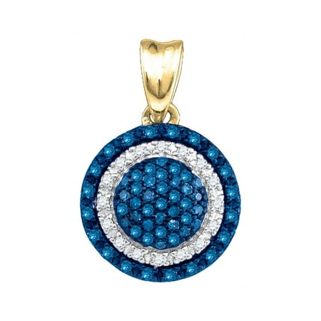10K Yellow Gold 0.27ctw Fancy Sleek Pave Diamond Decorated Circle Pendant
