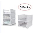 thumbnail image 1 of Stackable Wardrobe Storage Box Organizer, Plastic Wardrobe Shelves Closet Organiser Box, Pull Out Like a Drawer, Suitable,Foldable Plastic Baskets Bin for Home, Kitchen,Bedroom (White-3L), 1 of 8