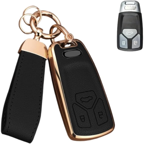Key Case Holder Protector with Keychain for Audi A4 Q7 Q5 TT A5 SQ5 R8 S5 Upper Leather Soft TPU Key Fob Cover