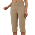 thumbnail image 4 of TTUHYWXI Capri Pants for Women Stretch High Waisted Crop Office Work Pants Summer Casual Capris Slacks Yoga Dress Pant (Khaki, M), 4 of 9