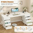 thumbnail image 6 of 60 Inch Computer Desk with 8 Drawers, Home Office Desk with Power Outlets, Work Study Gaming Desk with 8 Fabric Drawers, White, 6 of 9