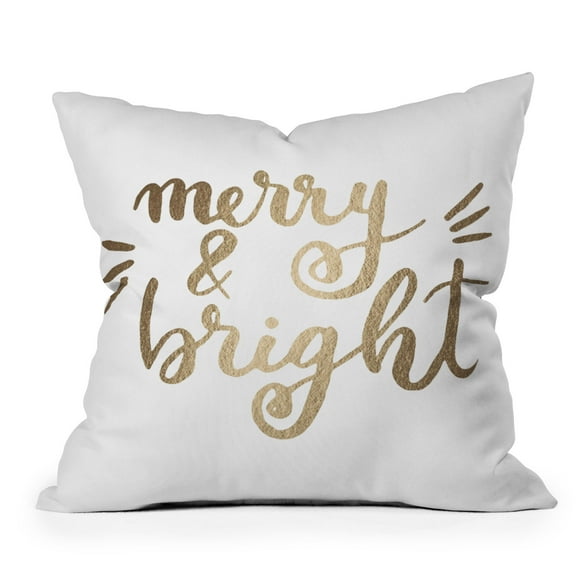Society6 Merry and Bright Gold White by Angela Minca Throw Pillow