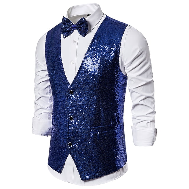 Mikilon Men's Autumn And Winter Personality Sequins Casual Vest Jacket
