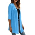 thumbnail image 5 of Jsaierl Women Elegant Short Sleeve Chiffon Kimono Cardigan, Loose Open Front Flowy Outerwear, Stylish Sheer Sunscreen Coat for Dating Shopping Summer Daily, 5 of 10