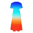 thumbnail image 4 of Penkiiy Women Gradient Print Short Sleeve Dress Loose Plain Casual Summer Flowy Tiered Long Maxi Dresses with Pockets 2XL Multicolor, 4 of 7
